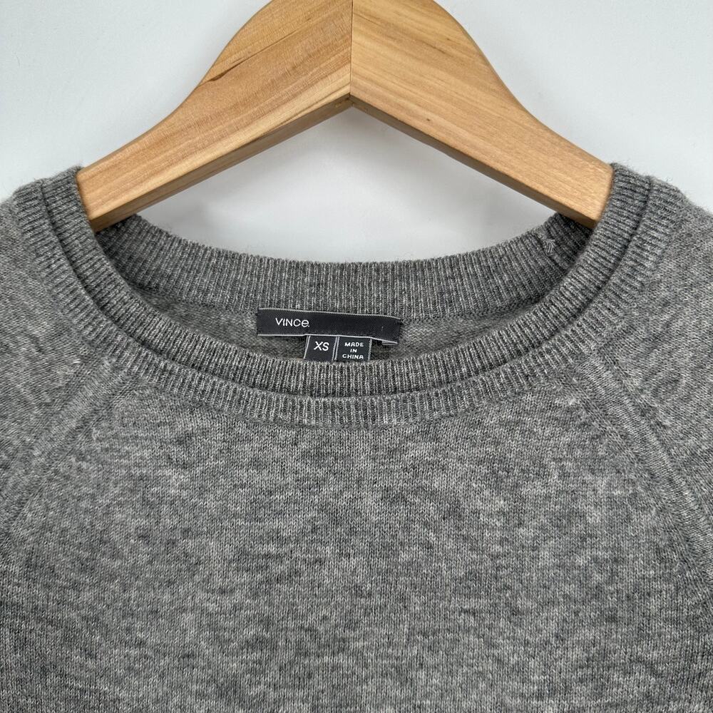 VINCE 100% Cashmere Color Block Crew Neck Sweater Long Sleeve Oversized Gray - Picture 6 of 12
